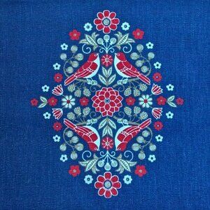 Folk Art Tapestry Table Runner New Boho Birds Holiday Embroidery Print Décor